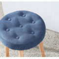 Wooden leg round Ottoman fabric covered wooden stool